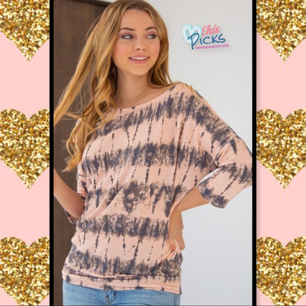 🛍 White Birch Peach Dreams Tie Dye Dolman Top